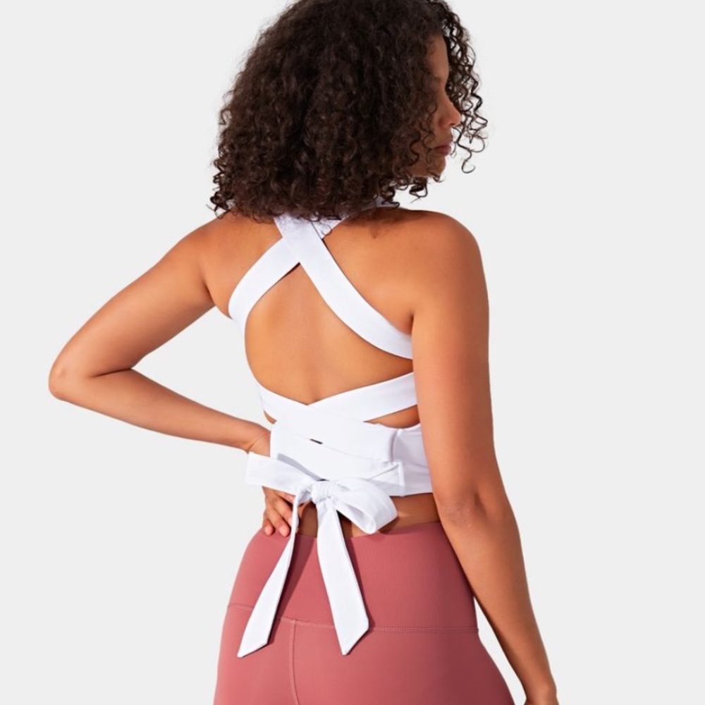 in my feels white criss cross tie back tank